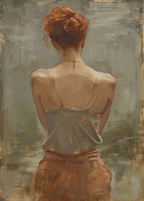 Abstract art featuring two overlapped irregular shapes with white outlines on a textured grey background. The top shape is dark brown, and the bottom shape is a pale beige. The artwork has a minimalist and modern aesthetic.