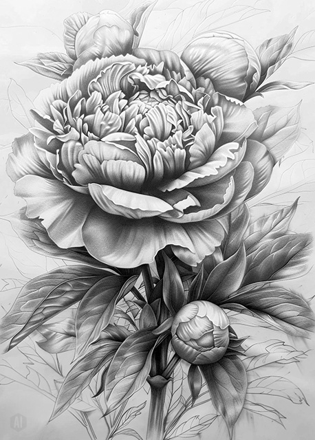 Abstract art featuring two overlapped irregular shapes with white outlines on a textured grey background. The top shape is dark brown, and the bottom shape is a pale beige. The artwork has a minimalist and modern aesthetic.